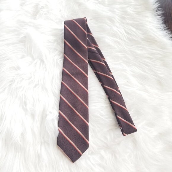 Vintage Sauve 80s Brown Striped 90s Mens Neck Tie Retro Wide OS - Picture 1 of 4